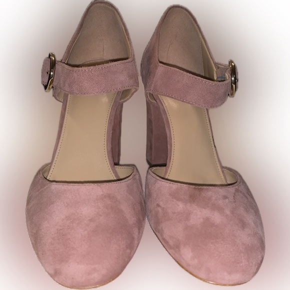 Michael Kors Alana Mauve Blush Pink Mary Jane Block Chunky Heel Pumps Shoes 8.5M - Picture 7 of 13